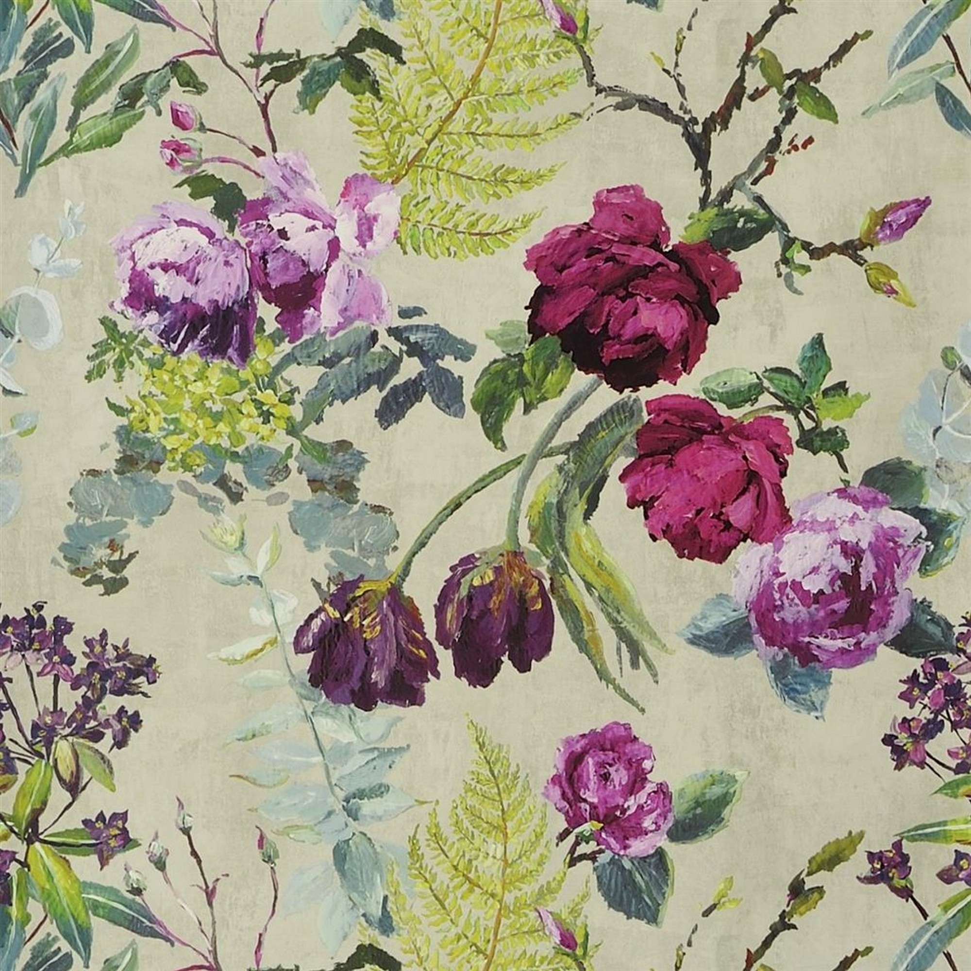 Tulipani Wallpaper Pdg678 By Designers Guild In Linen Multi